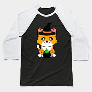 Cute orange cat is a witch Baseball T-Shirt